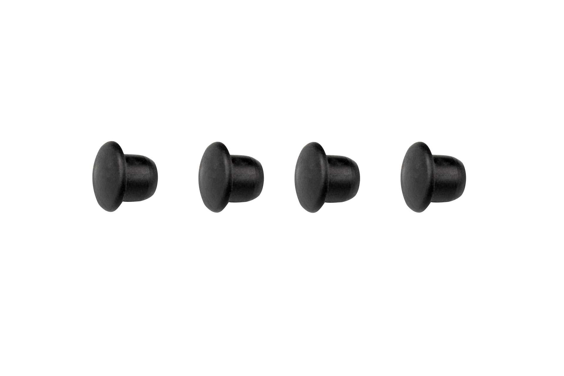Juego de 4 tapones negros para bisagras TowBox V2, diseñados para proteger las bisagras y proporcionar un acabado estético y duradero.