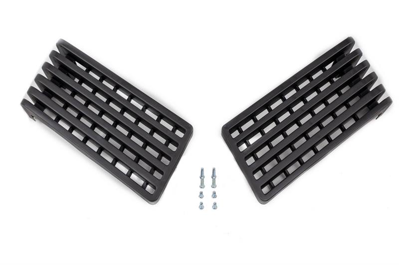 Juego de 2 rejillas negras abiertas para TowBox V3 y EVO, diseñadas para mejorar la ventilación y favorecer el flujo de aire en el interior del cofre.
