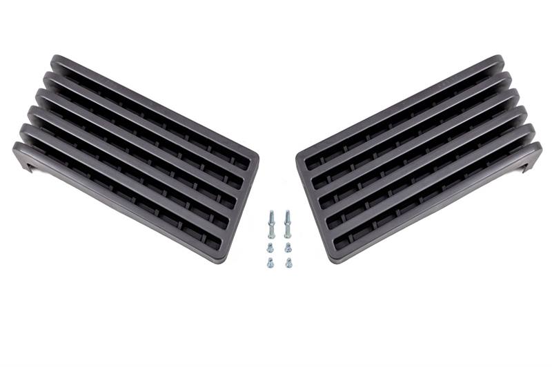 Juego de 2 rejillas negras cerradas para TowBox V3 y EVO, diseñadas para proteger el interior del cofre y mejorar su resistencia frente al polvo y la suciedad.