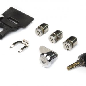 Juego de 4 bombines y 2 llaves para portabicicletas FoldClick de 2 y 3 bicicletas, incluyendo bombines para cabezal y brazos de sujeción.