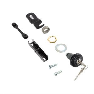 Juego de cerradura y dos llaves para portón TowBox V3, diseñado para proporcionar seguridad y una instalación sencilla.