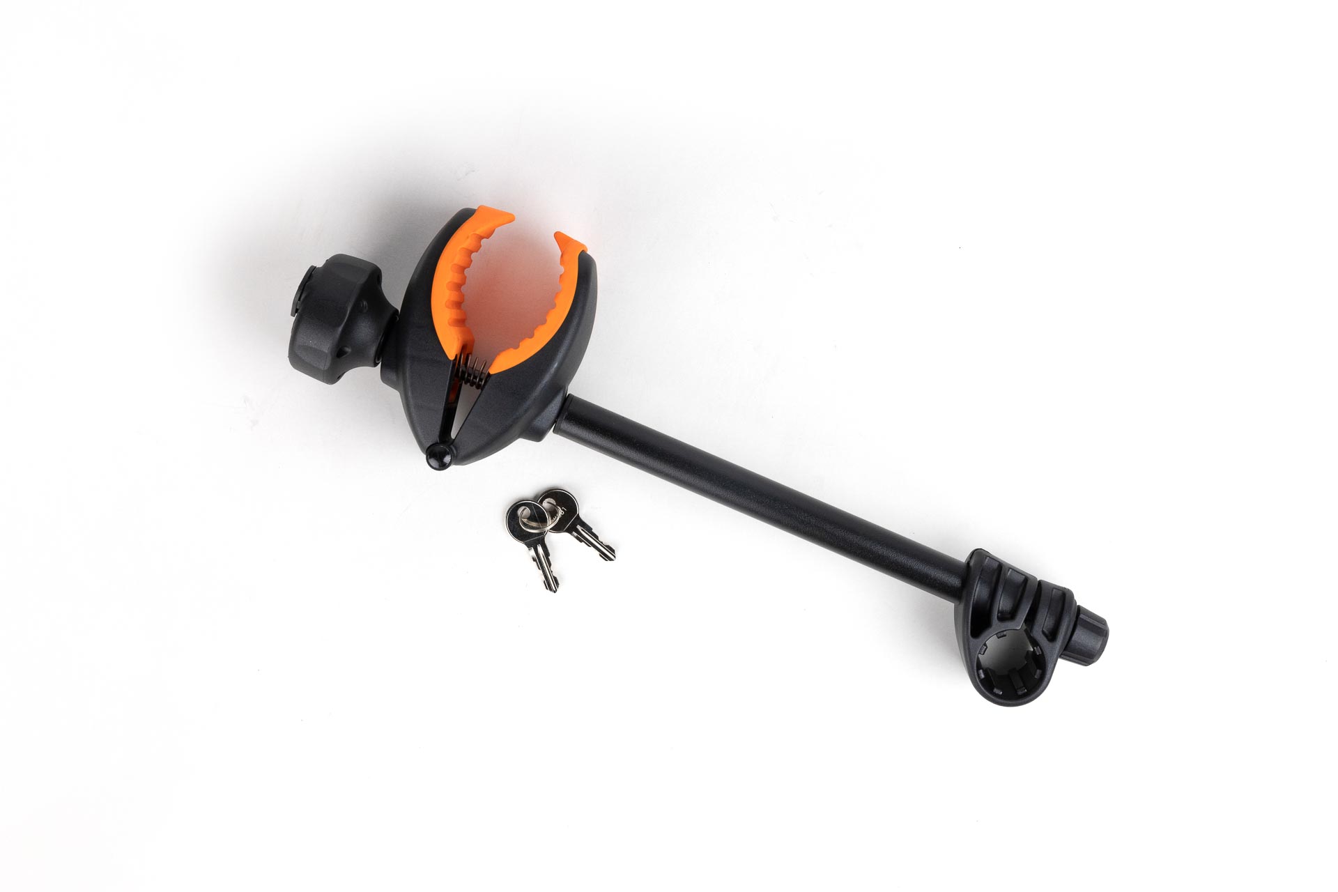 Brazo largo de 28 cm con pinza para portabicicletas TowCar T3 y TR3, diseñado para asegurar bicicletas de mayor tamaño durante el transporte.
