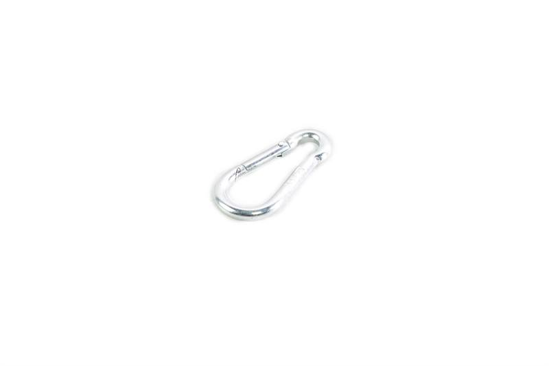 Mosquetón cincado de 6 x 60 mm, resistente a la corrosión y diseñado para asegurar cargas y accesorios de forma segura.