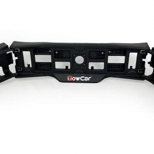 Soporte de matrícula y pilotos TowCar compatible con portabicicletas, portaesquís y portamotos, diseñado para una instalación segura de la matrícula y el sistema de iluminación.